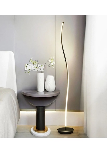 Modern Kıvrımlı Siyah Kasa 3 Renk Lambader Siyah