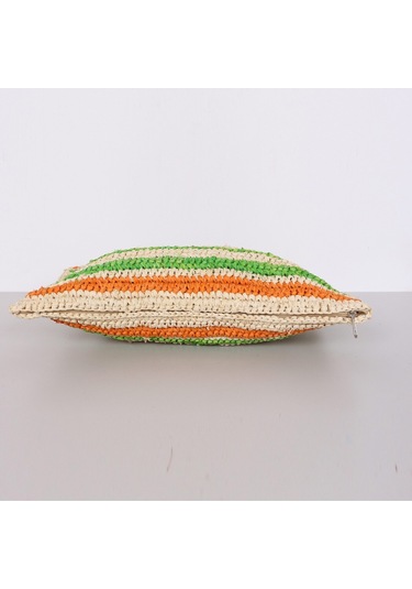 Çift Yön Örgü 30x50 Cm. Doğal Renkli Rafya Kırlent Mix