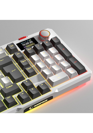 Loyal Pro Beyaz/gri 3 Bt + 2.4 Ips Ekranlı Red Switch Rgb Mekanik Kablosuz Klavye