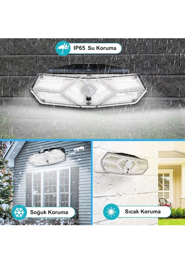 Greentech Güneş Enerjili Hareket Sensörlü, 6 Taraflı 104 Led Aydınlatma / GT-SL13-2 Adet