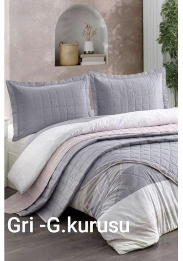 Kristal Casual 7 Parça Çift Taraflı Gelin Seti Koyu Gri - Gül Kurusu Gri - Gülkurusu