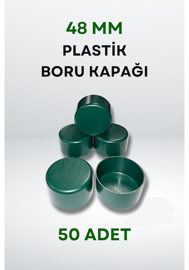 Plastik Boru Kapağı 48 Mm 50 Adet - Yeşil