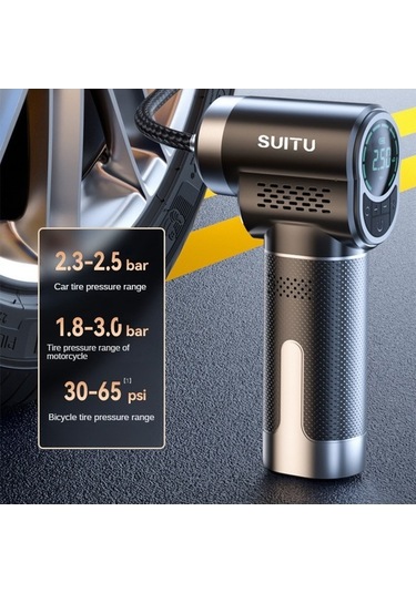 Supermarket1 Suıtu St-5518 Araba Akülü Şişme Pompa Çok Fonksiyonlu Aydınlatmalı Taşınabilir Mini Pompa