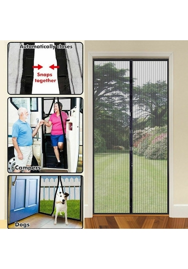 Buffer Pratik Manyetik Mıknatıslı Siyah Kapı Sinekliği Tülü 90 X 210 Cm