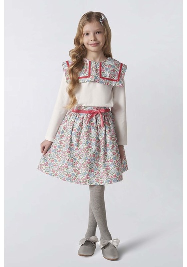 Panço Yaka Detaylı Ekru Kız Çocuk Sweatshirt 5621gk05001 Ekru