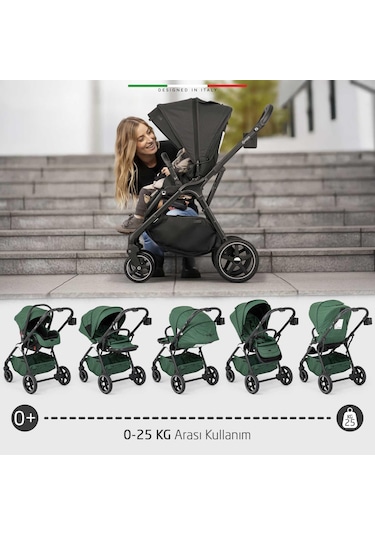 Elele Hera Travel Sistem Bebek Arabası Silver Yeşil