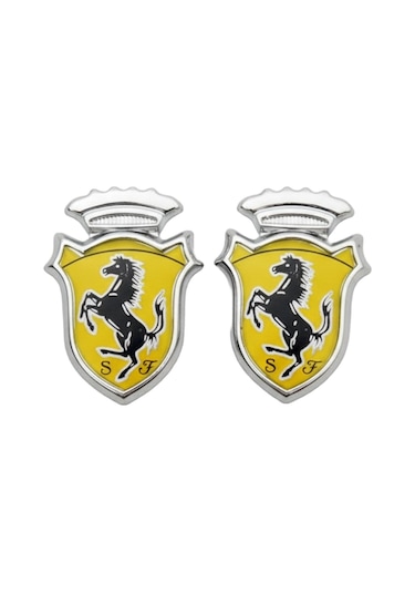 Ferrari Amblemi Arma Nikel Kendinden Yapışkanlı Üniversal 2li Set Sarı Zum