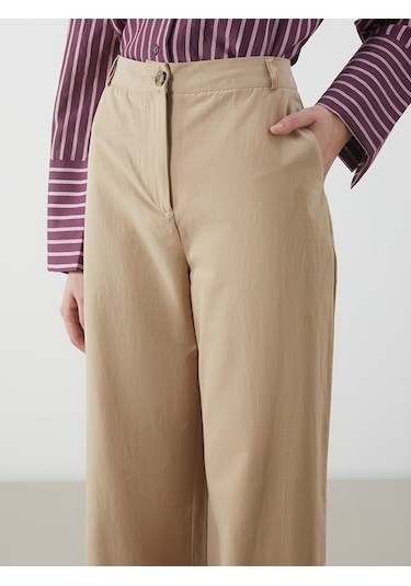 Lcw Modest Kahverengi Standart Fit Poplin Kadın Pantolon