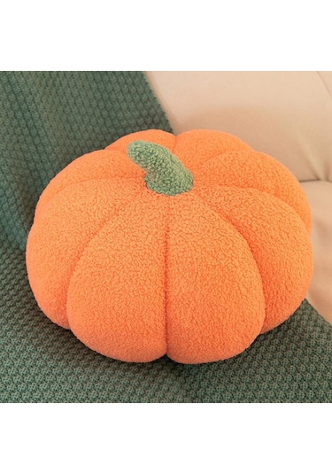 Turuncu Sevimli Cadılar Bayramı Balkabağı Peluş Atmak Yastık Yumuşak Kadife Yastık Yastık Dekor 30cm