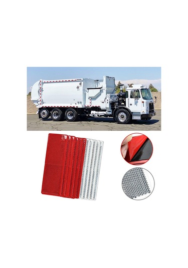 Beyaz Kamyon Motosiklet Yapışkanlı Dikdörtgen Plastik Reflektör Yansıtıcı Uyarı Plaka Çıkartmaları Güvenlik İşareti Kırmızı/beyaz Çıkartmalar 50pcs