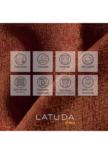 Jakarlı Şönil Koltuk Örtüsü Kanepe Örtüsü Koltuk Şalı 110x175 2 Ad. Kaymaz Kiremit Kiremit