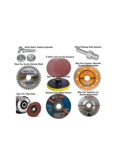 8'li Taşlama Ve Kesme Disk Seti Seramik Ahşap Metal Zımpara