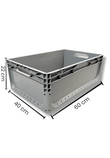 Alpbx 1.kalite Gri Plastik Kasa 60x40x22 Cm - Kutu 44 Litre Gri