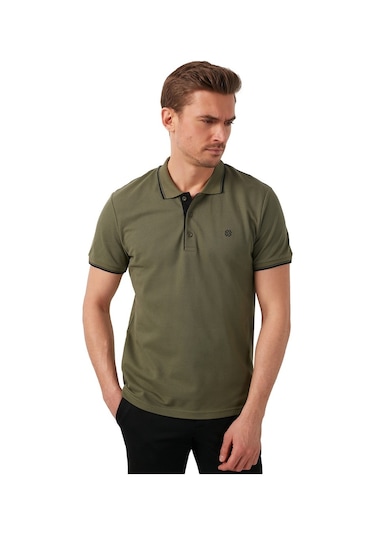 Buratti % 100 Pamuk Düğmeli Regular Fit Erkek Polo Yaka T Shirt 5902118 Haki