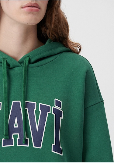 Mavi - Mavi Logo Baskılı Kapüşonlu Yeşil Sweatshirt 1600361-71892 Yeşil