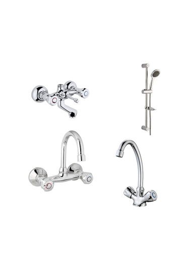 Erce Klasik Banyo Lavabo Eviye Bataryası Sürgülü Duş Takımı