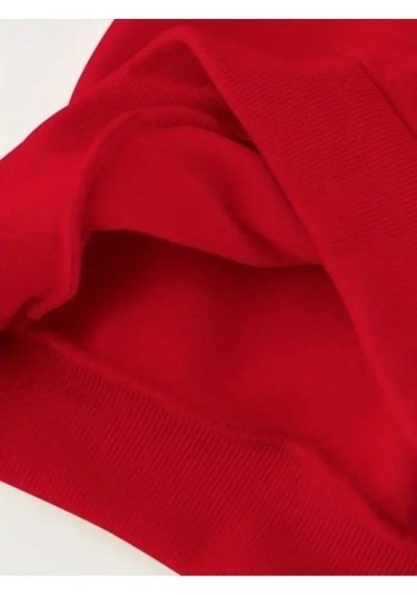 Kışlık Kapüşonlu Sweatshirt, Çocuk Kediciklerbaskılı Kırmızı