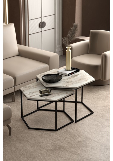 Orta Sehpa Altıgen İkili Lüx Efes Çok Renkli