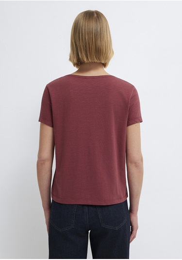 Mavi - V Yaka Bordo Basic Tişört 1614176-70412