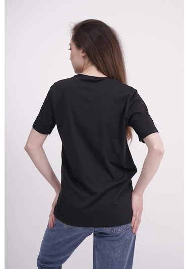 The Socks Company 23scts233u Pati Nakışlı Yaka Siyah Tshirt 001
