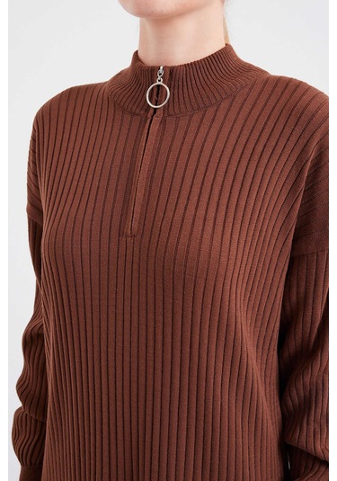 Gabria Fitilli Triko Elbise Kahverengi