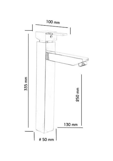 Square Çanak Lavabo Bataryası 30 Cm Gri