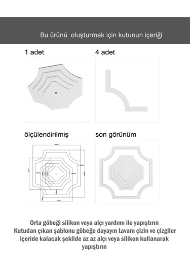 Motifpiyer Lamba Tavan Göbeği Duz4k-model-4gen-iç-egri-76cm-dış-çitalı Beyaz