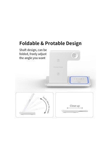 Reedark 3'lü Çok Fonksiyonlu Çift Yönlü Kablosuz Şarj Aleti - Telefon, Saat Ve Kulaklık İçin 15w Hızlı Şarj,  Uyumlu, Siyah, Taşınabilir