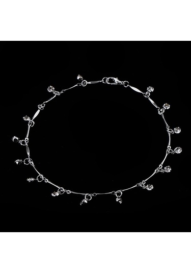 Homyl 25.5 Cm Kadın Gümüş Zanaat Kristal Halhal Büyüleyici Gümüş