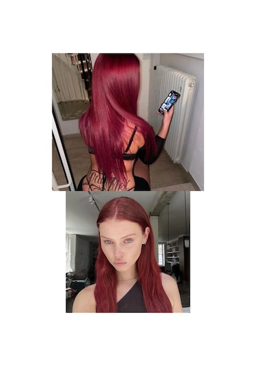 Caş Dekorasyon Isıya Dayanıklı Yarımay Çıt Çıt Saç - 39 - Şarap Kızıl - Düz - 60 Cm - 110 Gr