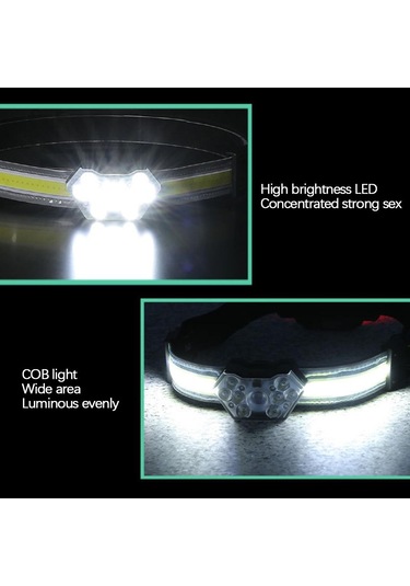 Far Kamp Bisiklet Cob Led El Feneri Balıkçılık Far Pil Siyah