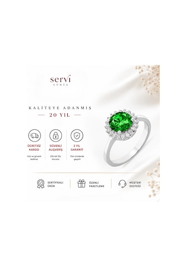Servi 925 Ayar Gümüş Rainbow Taşlı Yüzük-60