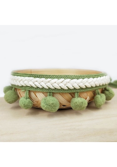 25 Adet Mzf3.5mq Ulusal Stil Kürk Top Dantel Kemer Dıy Giyim Aksesuarları, Uzunluk: 22.86m, Genişlik: 3.5cm Çimen Yeşili