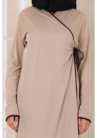 Aslınur Namaz Elbise Baglamalı Bej