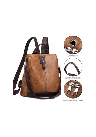 Dancemonkey Moda Kadın Sırt Çantası - 3 Cepli, Hırsıza Dayanıklı, Su Geçirmez Pu Malzeme Çok Renkli Çok Renkli