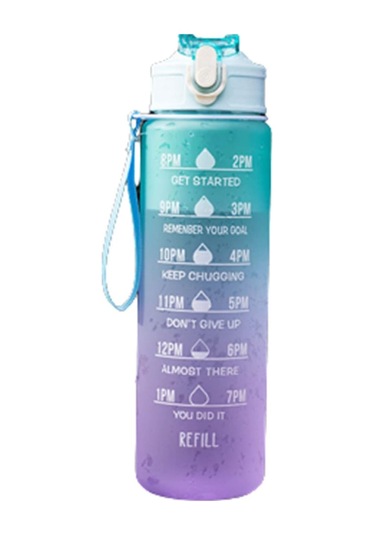 Spor Erkek Su Şişesi Pipetli Su Şişeleri Spor Salonu Zaman İşaretli Kadınlar Kızlar Yüksek Sıcaklığa Dayanıklı Zaman Ölçeği Sızdırmaz Yeşil 900ml Yeşil