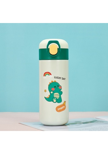 Getfit Çocuk Su Bardağı Termos Bardak Bardak Çocuk Soğuk Termos Bardak 316 Paslanmaz Çelik Termo Yeşil