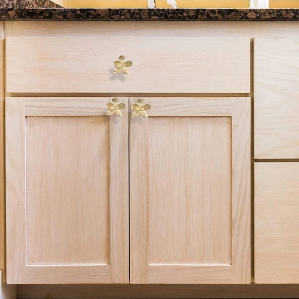 Fortunelane Altın Petal Çelik Dolap Kolu, 4 Adet, Zenginleştirici Dekorasyon