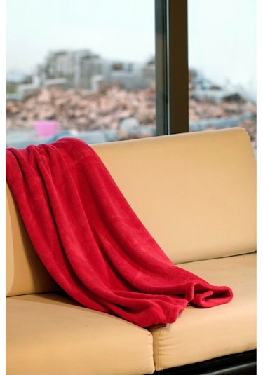 Mulberry Wellsoft Battaniye Dört Mevsim Televizyon Battaniyesi Tek Kişilik Polar Battaniye 170 x 230 Kırmızı