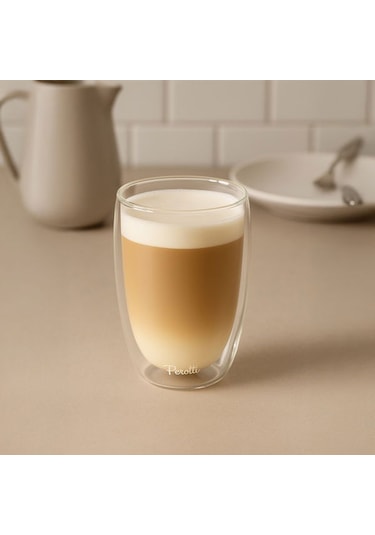 Perotti Çift Cidarlı Latte Bardağı - Şeffaf - 450 Ml Şeffaf