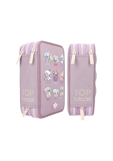 Top Model Üçlü Kalem Kutusu Led Köpekler Ruh Hali Lila