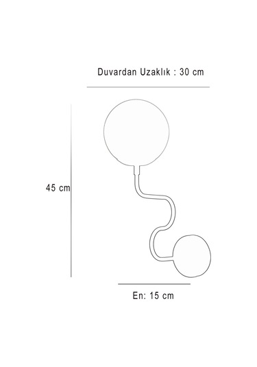 Luzarana Ferro Yatay Krom-siyah Metal Gövde Füme Camlı Tasarım  Aplik