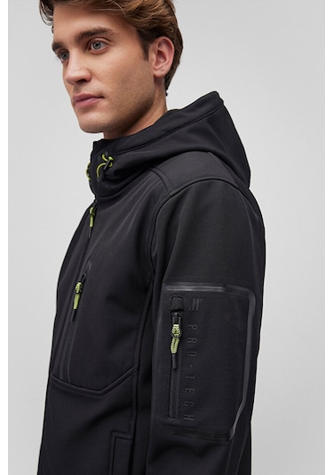 Erkek Kapüşonlu Scuba Ceket - Siyah Siyah