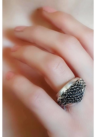 Oniks Taşlı 925 Ayar Gümüş Aşkın Kanatları Tasarım Yüzük 16