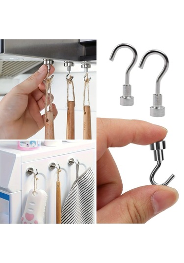 Buffer Güçlü Manyetik Çok Amaçlı 2'li Magnet Askı Gri