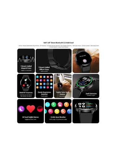 Buff Bw11 Akıllı Saat 1.43" Ip68 Metal Black ( Distribütör Garantili )