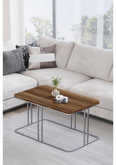 Lyon Orta Sehpa Gümüş Metal - Barok Tabla