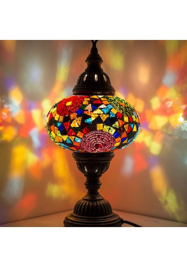 Dekoratif MOZAİK RENKLİ OTANTİK DESENLİ MOZAİK GECE LAMBASI