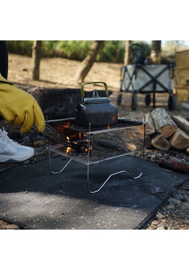 Tenfowee Stainless Steel Taşınabilir Mangal Çadırı - Isı Dayanıklı, Hızlı Montajlı, Çadır Kampı Ve Piknikler İçin Odunluk Ateş Tabanı