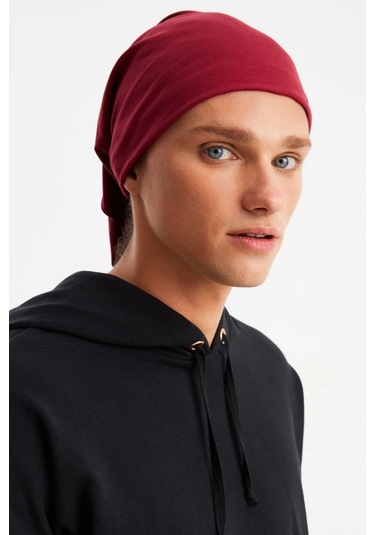 Erkek 4 Fonksiyonlu Koruyucu Pamuklu, Esnek, Terletmez, Bandana, Boyunluk, Maske - Tek Ebat / Bordo Bordo